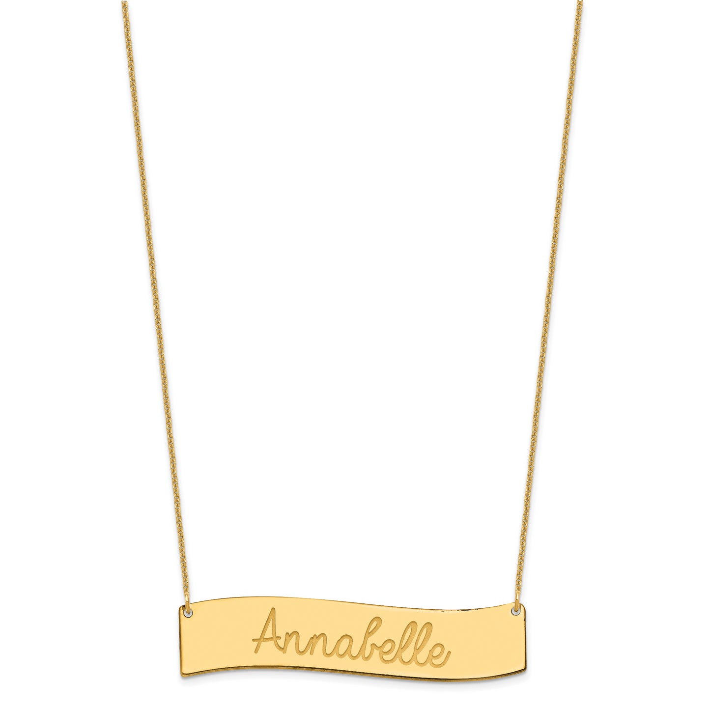 10K Yellow Gold Large Polished Curved Bar Necklace