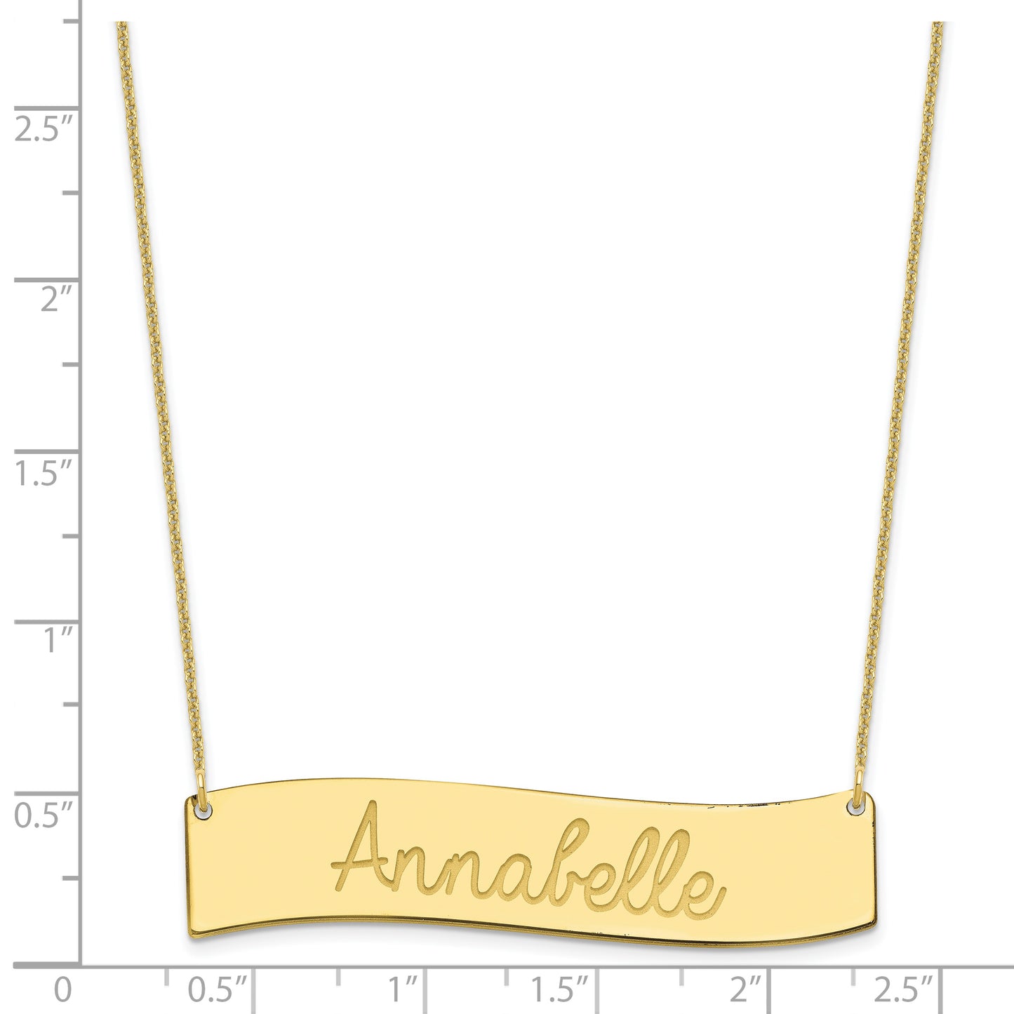 10K Yellow Gold Large Polished Curved Bar Necklace