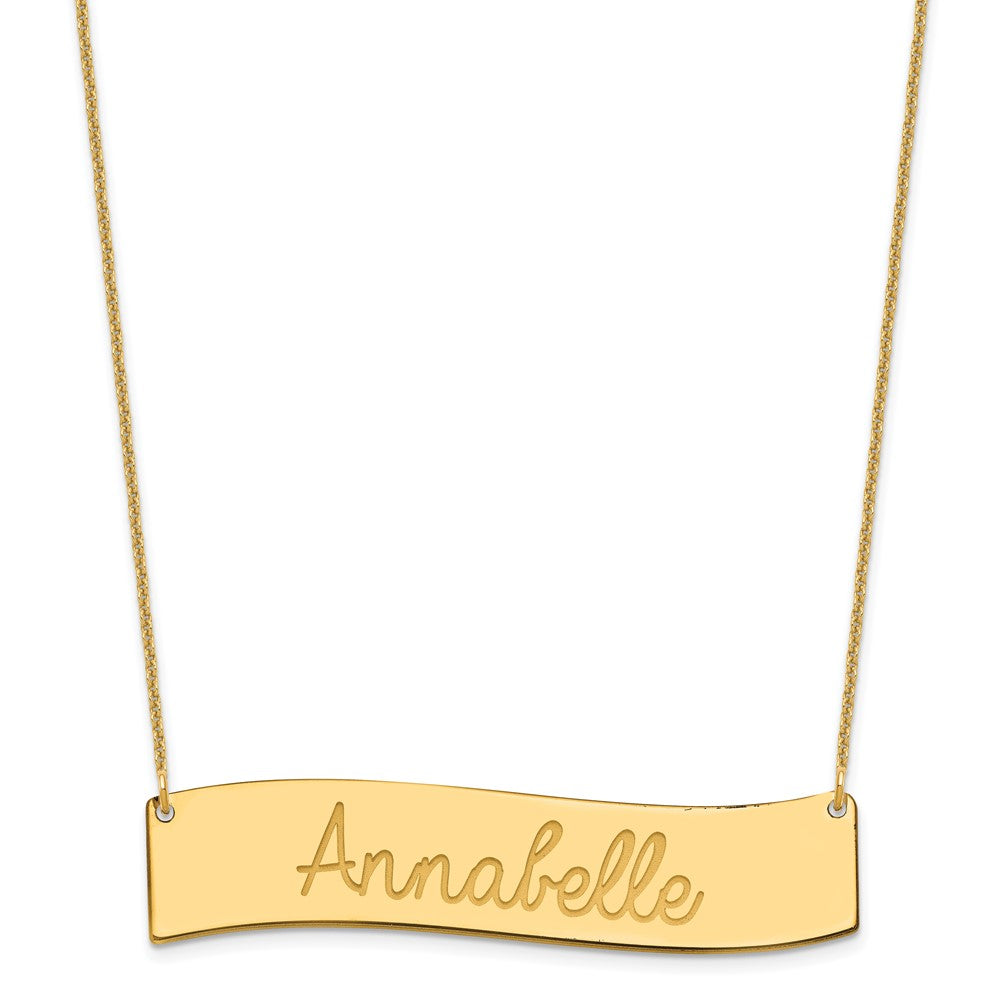 10K Yellow Gold Large Polished Curved Bar Necklace