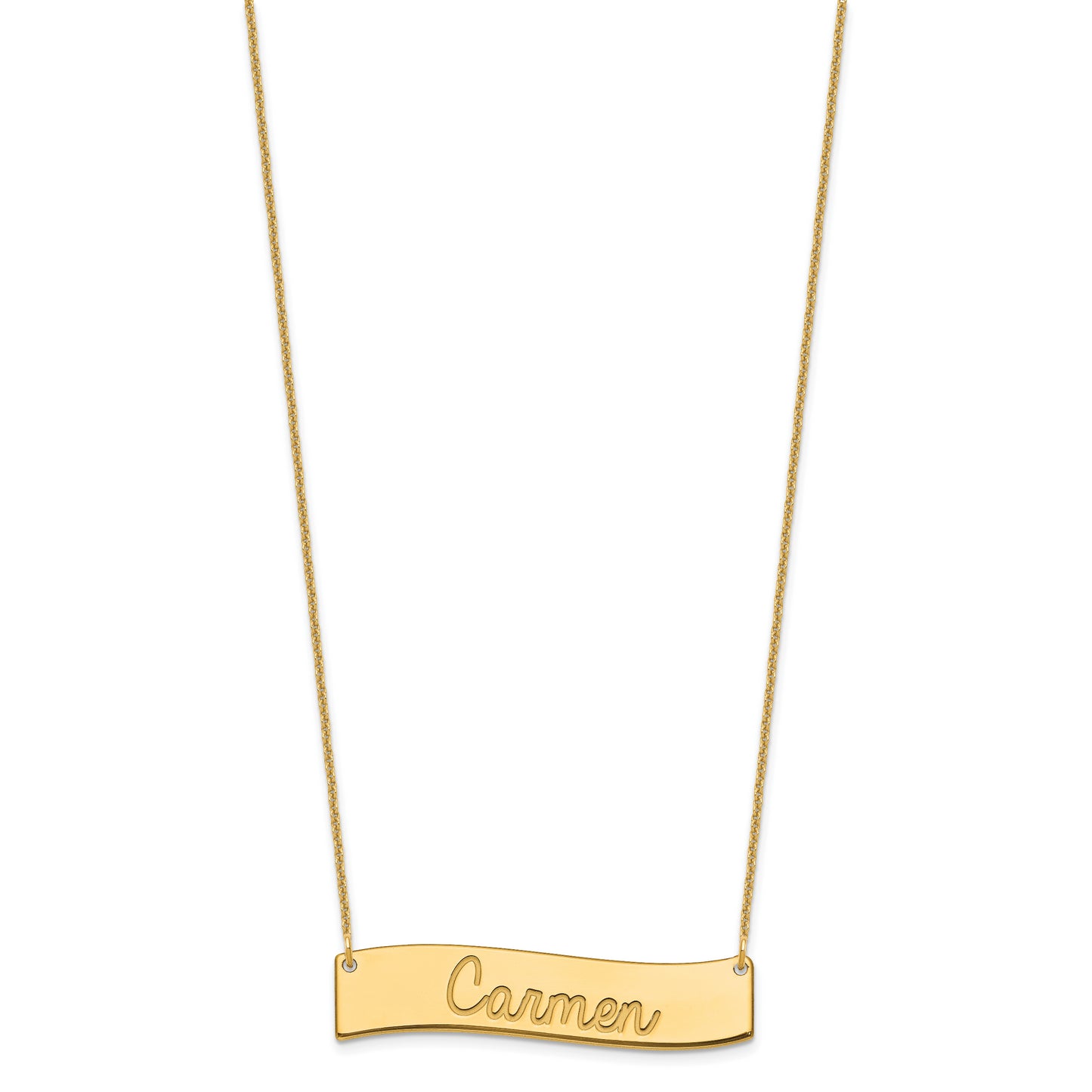 10K Yellow Gold Medium Polished Curved Bar Necklace