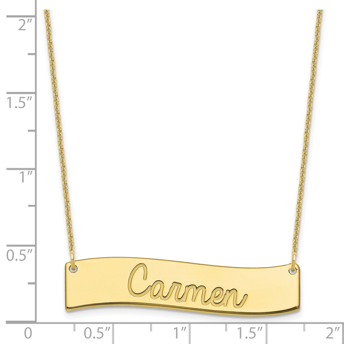 10K Yellow Gold Medium Polished Curved Bar Necklace