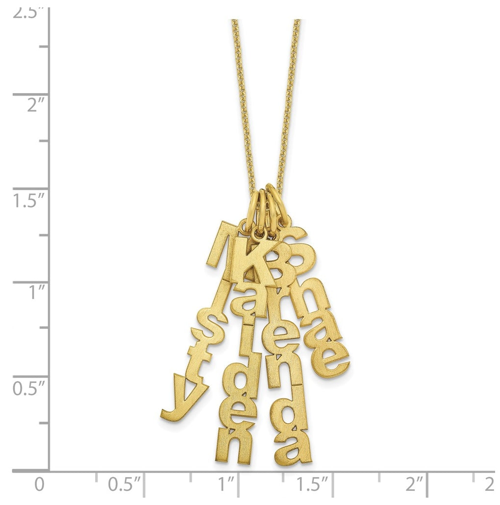 10K Yellow Or White Gold Brushed Vertical 5 Name Charm Necklace – Elegant Jewelry Gift for Birthday, Anniversary, Engagement, Wedding