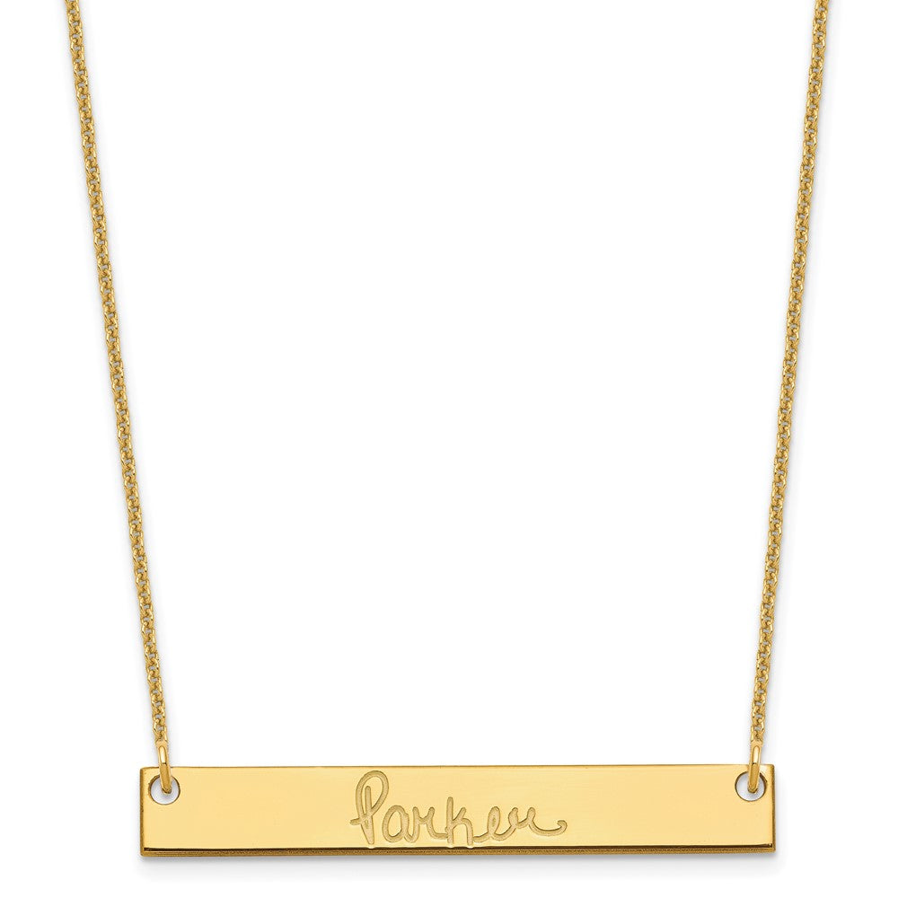 10K Yellow Gold Medium Polished Signature Bar Necklace