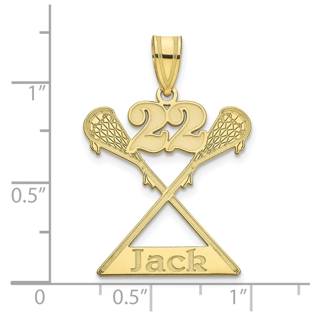 10K Yellow Or White Gold Personalized Lacrosse Pendant