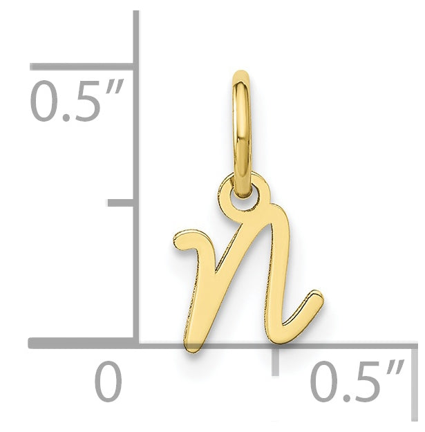 10K Yellow Gold Upper case Letter N Initial Charm