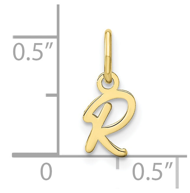 10K Yellow Gold Upper case Letter R Initial Charm