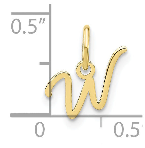 10K Yellow Gold Upper case Letter W Initial Charm