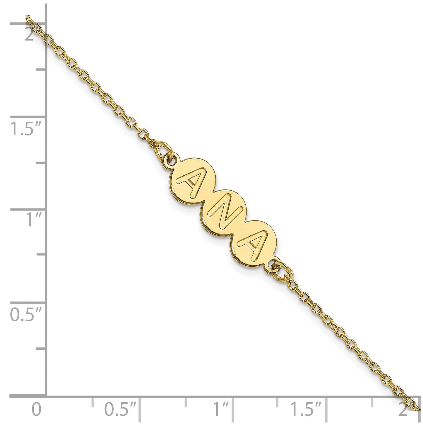 10K Yellow Gold 3 Letter Bubble Bracelet