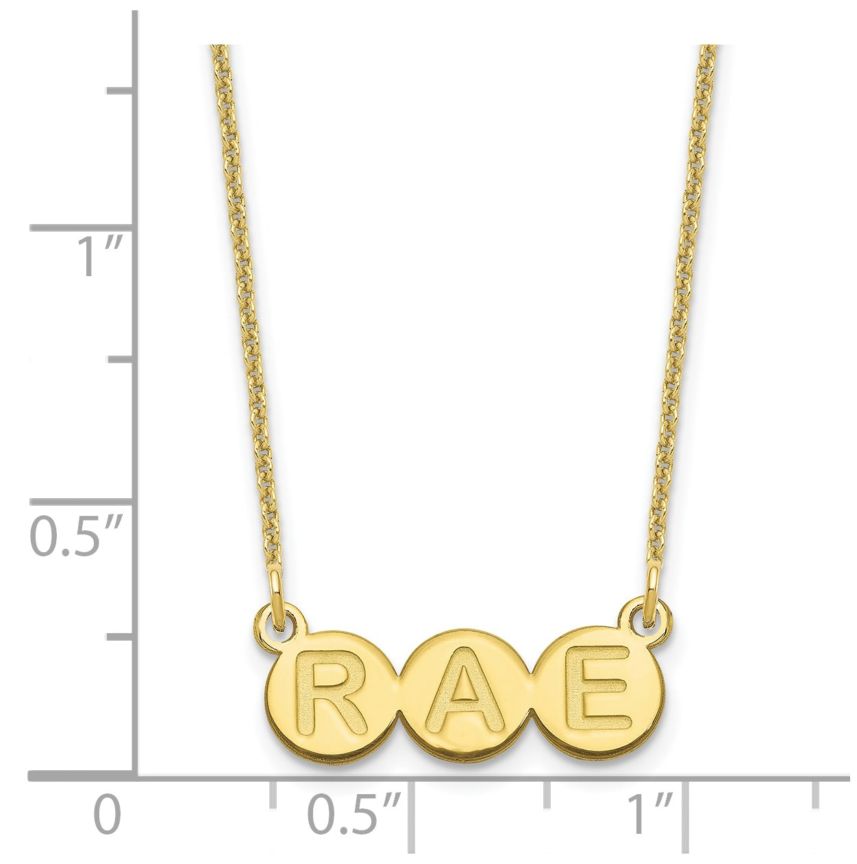 10K Yellow Gold 3 Letter Bubble Necklace