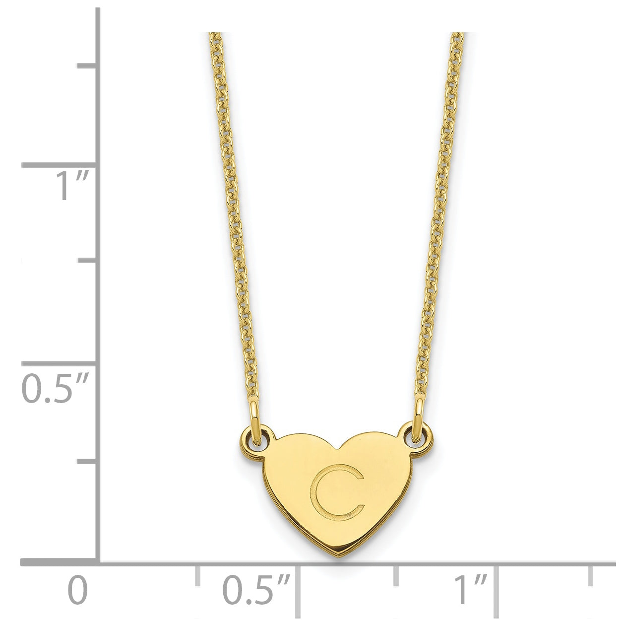10K Yellow Gold Initial Heart Necklace