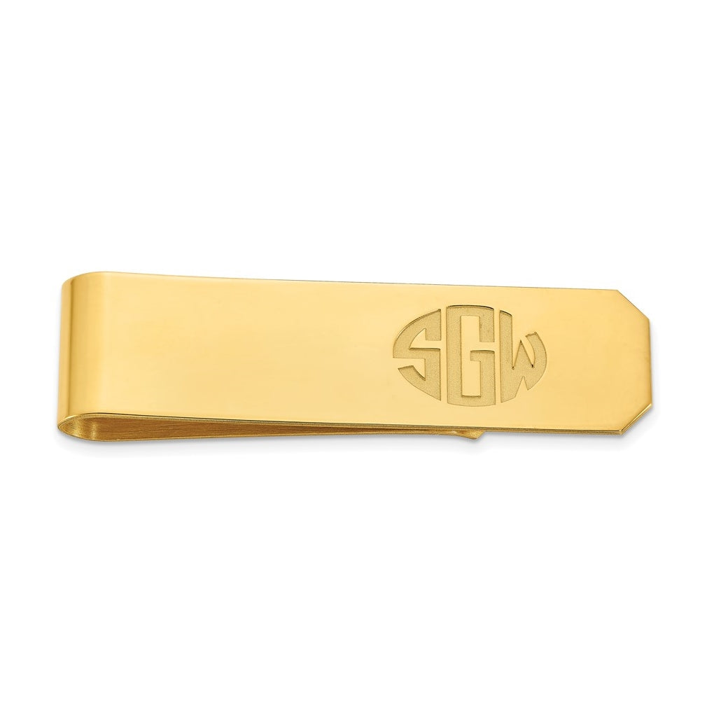 10K Yellow Gold Recessed Letters Monogram Money Clip
