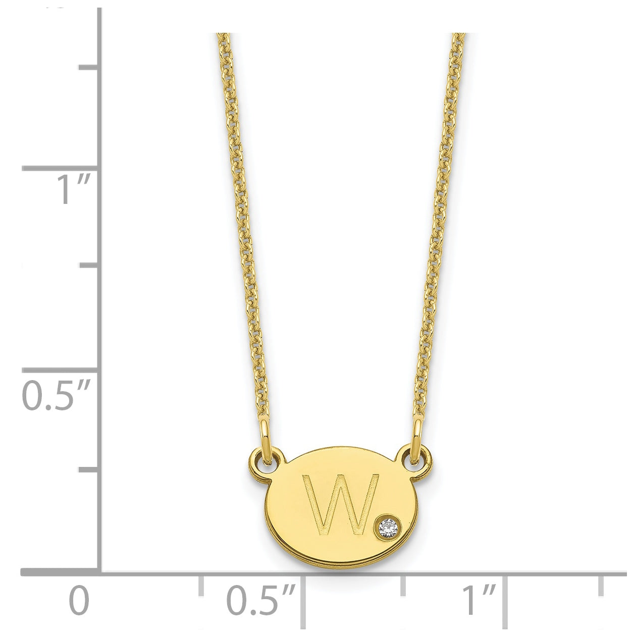 10K Yellow Gold Initial Oval with Diamond Necklace