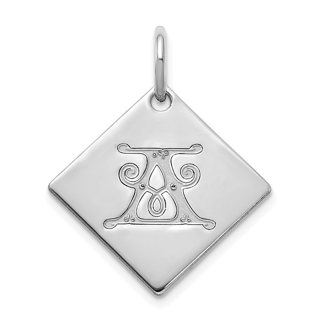 10k Polished White Gold Letter A Initial Charm