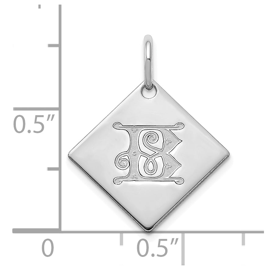 10k Polished White Gold Letter B Initial Charm