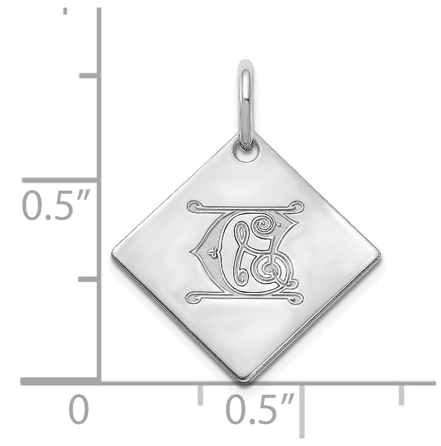 10k Polished White Gold Letter C Initial Charm