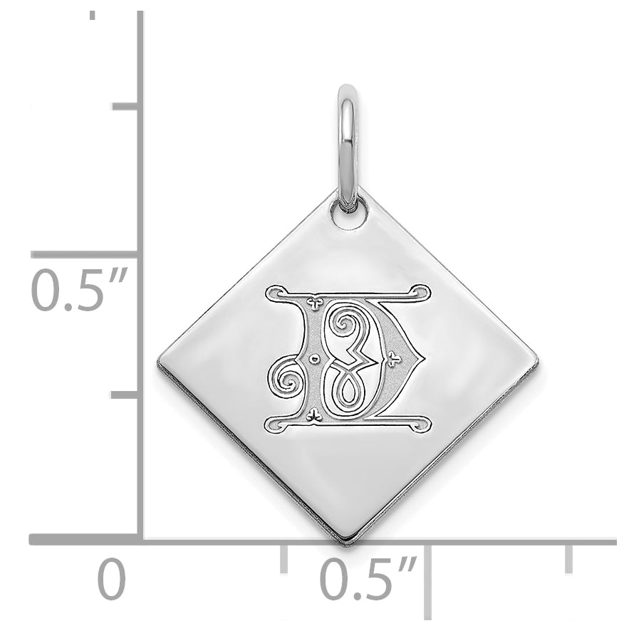 10k Polished White Gold Letter D Initial Charm