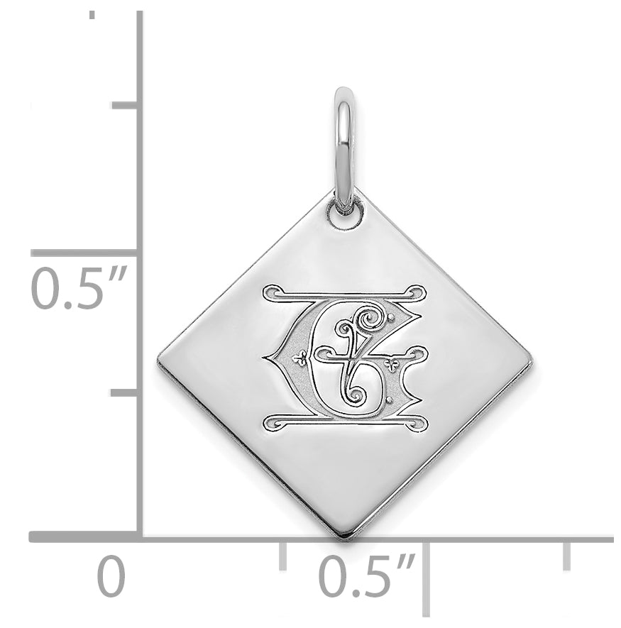 10k Polished White Gold Letter G Initial Charm