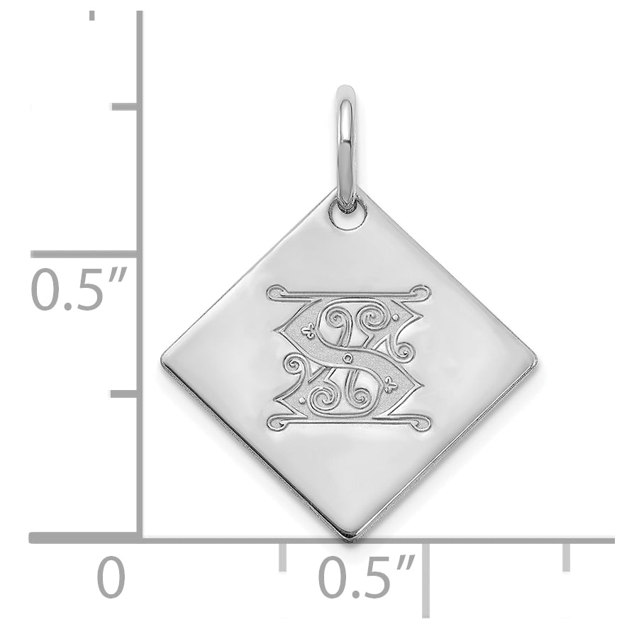 10k Polished White Gold Letter S Initial Charm