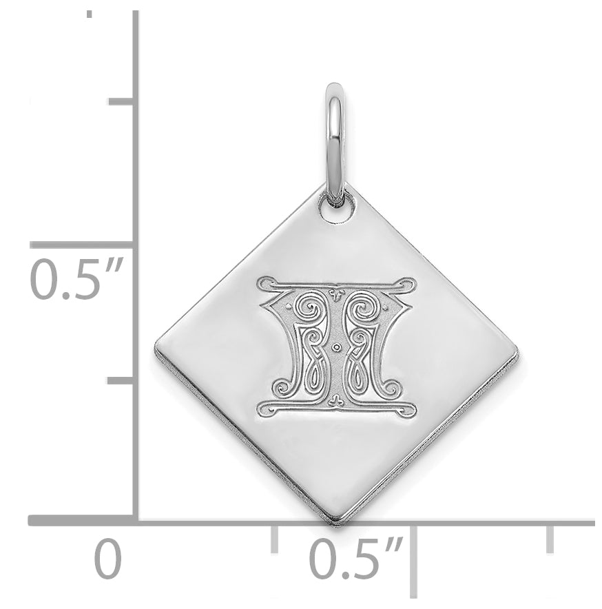 10k Polished White Gold Letter T Initial Charm