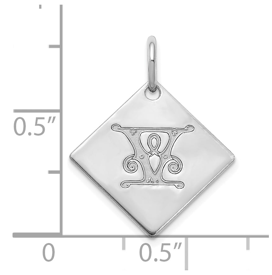 10k Polished White Gold Letter V Initial Charm
