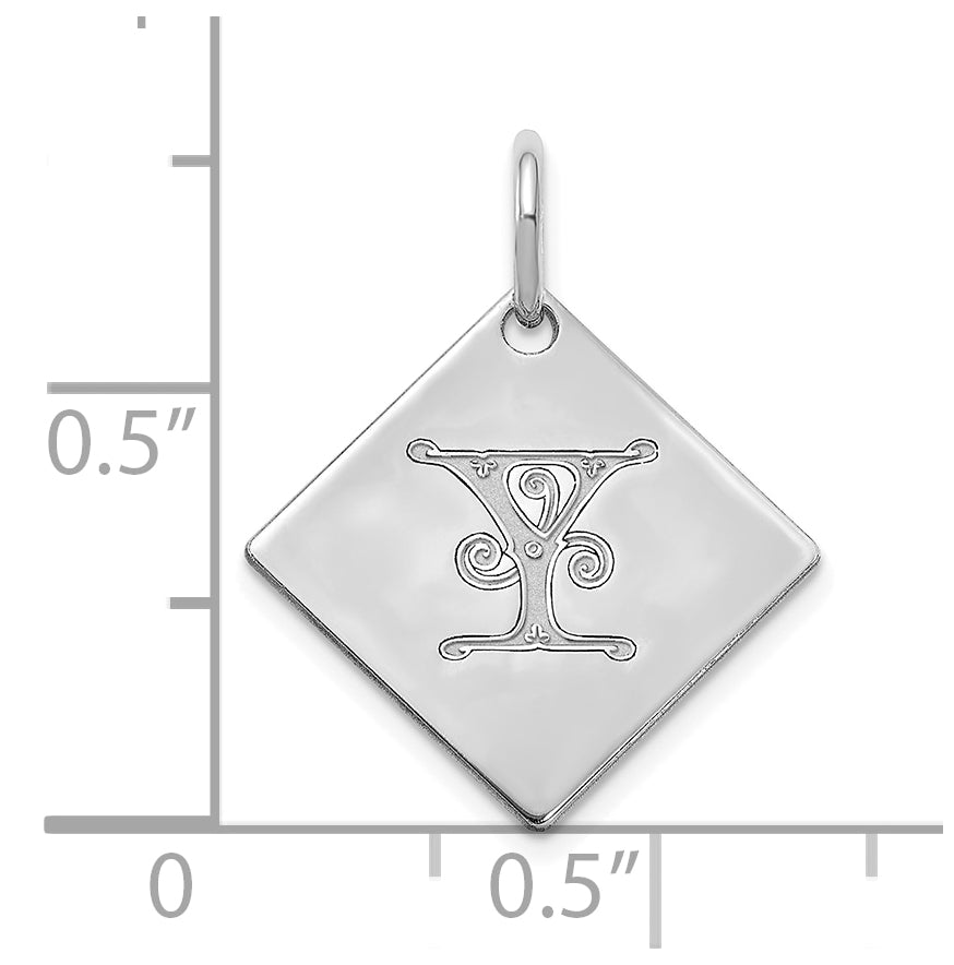 10k Polished White Gold Letter Y Initial Charm