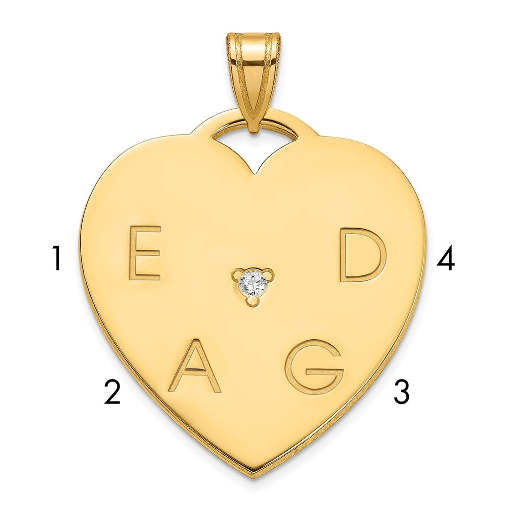 10K Yellow Gold Polished 4 Letter Charm with Diamond
