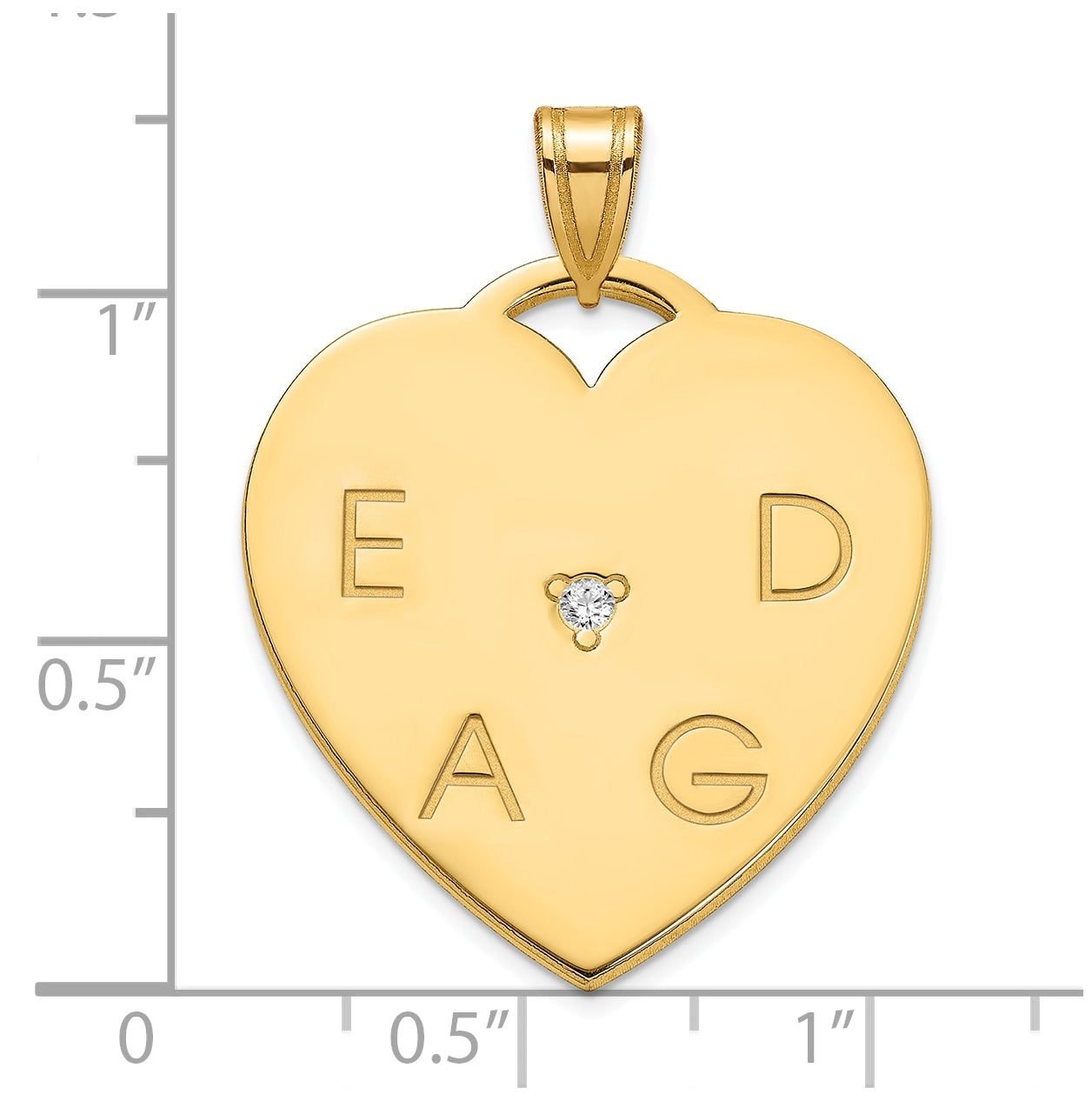 10K Yellow Gold Polished 4 Letter Charm with Diamond