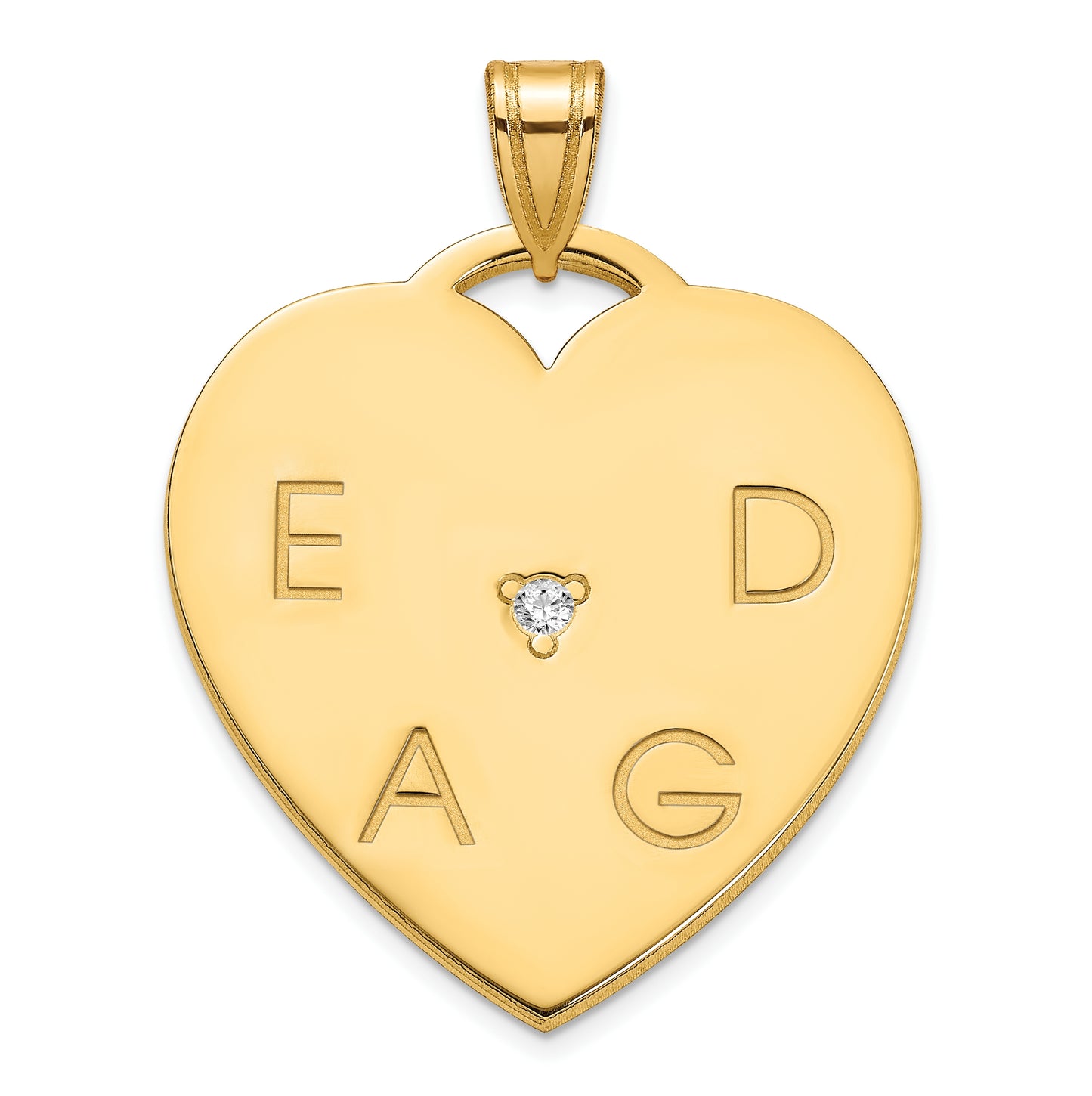 10K Yellow Gold Polished 4 Letter Charm with Diamond