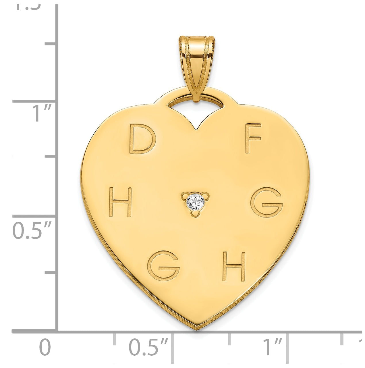 10K Yellow Gold Polished 6 Letter Charm with Diamond