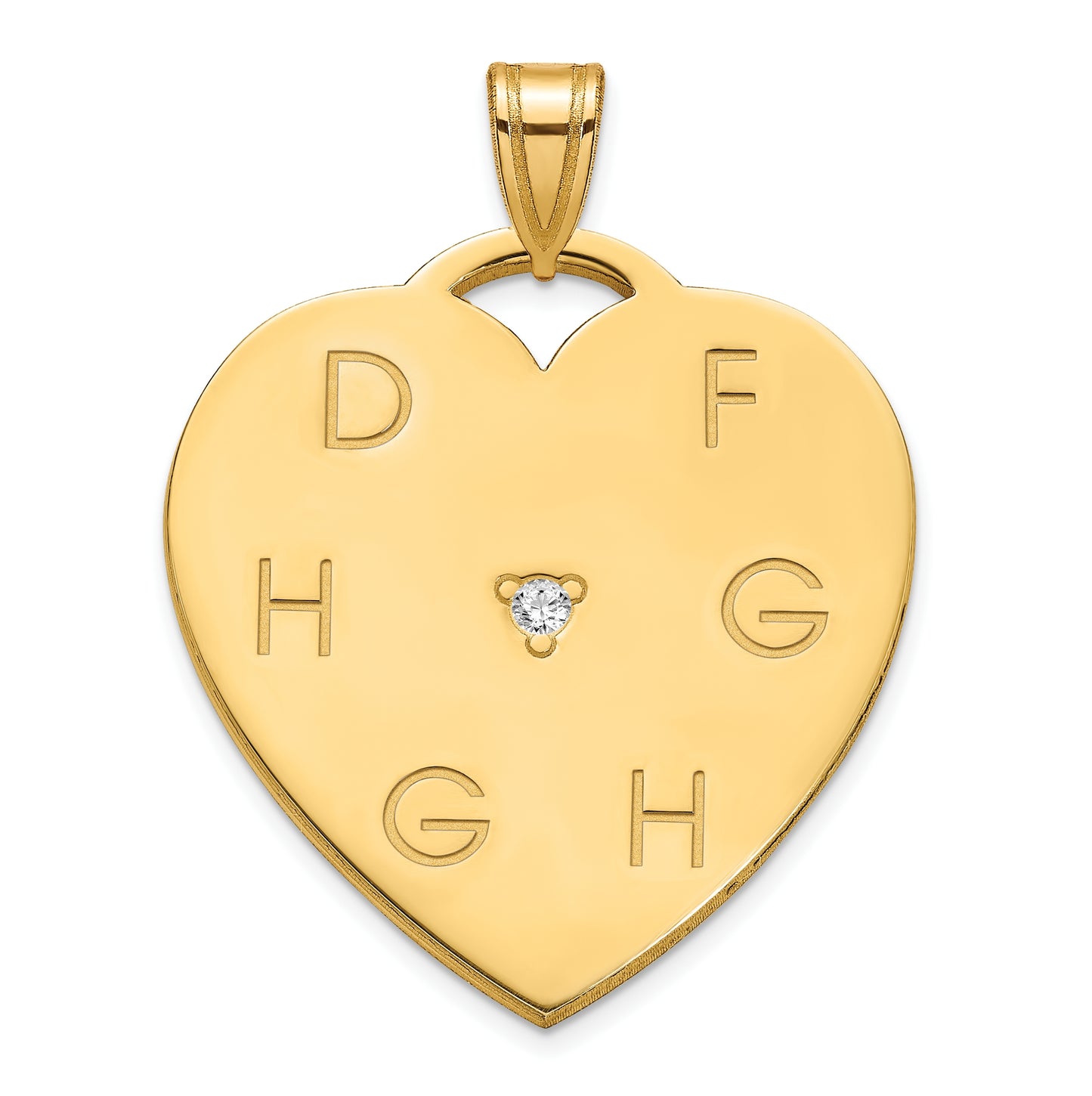 10K Yellow Gold Polished 6 Letter Charm with Diamond