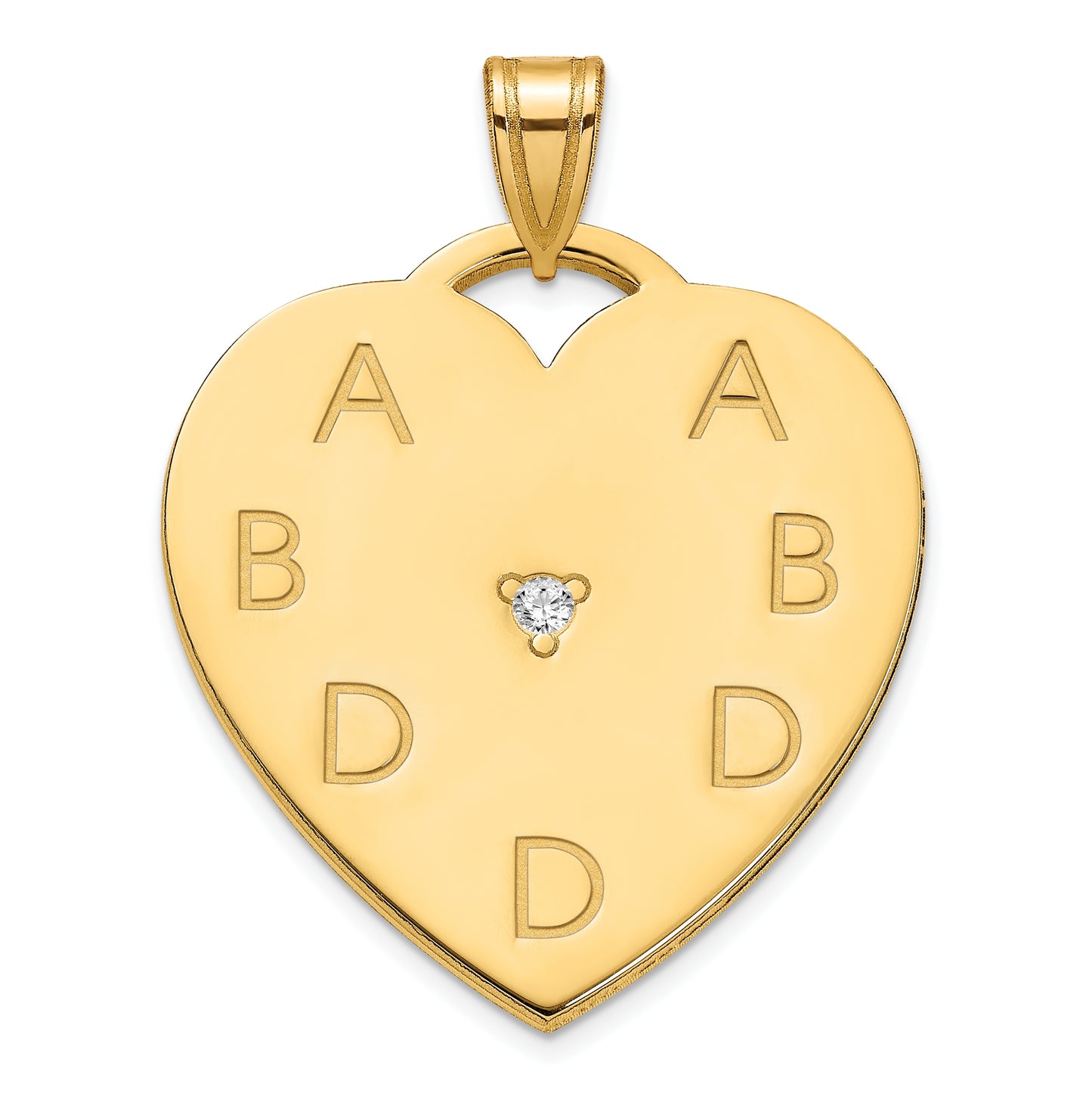 10K Yellow Gold Polished 7 Letter Charm with Diamond