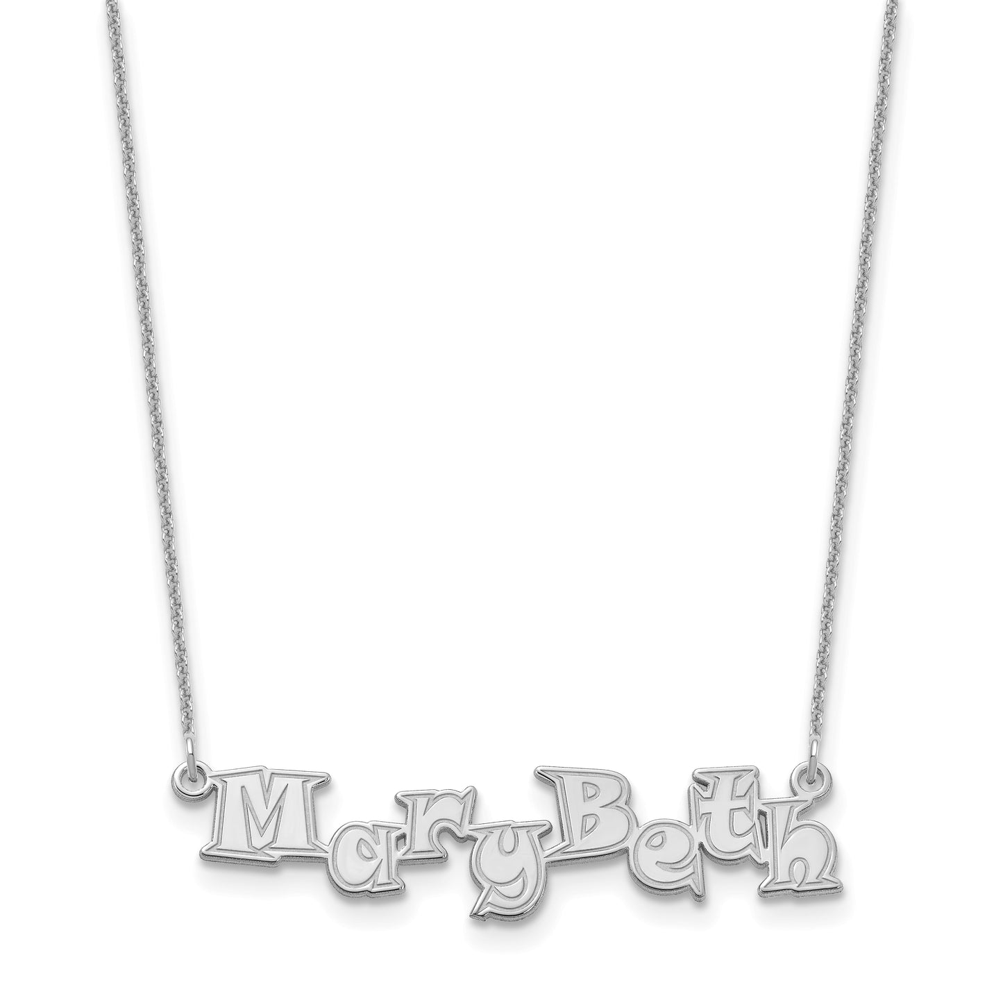 10k Polished White Gold Snap ITC Font Name Plate