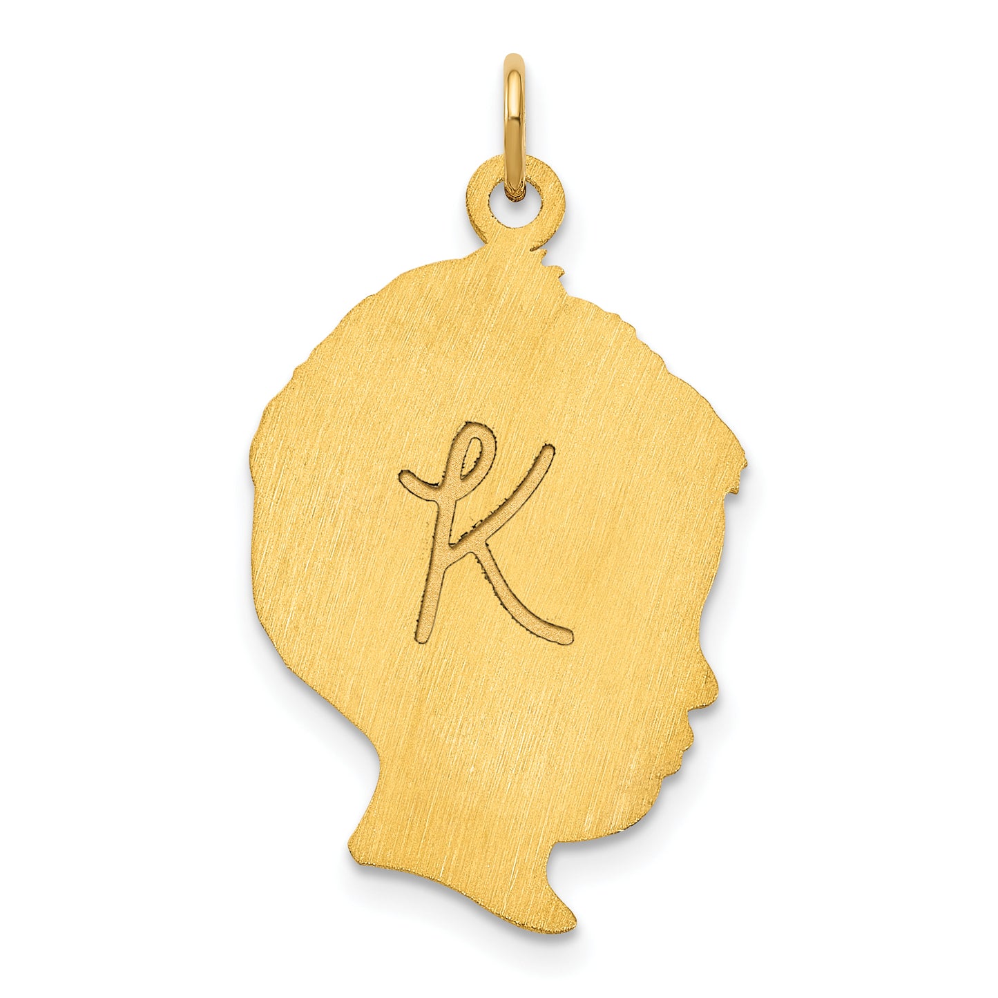 10K Yellow Gold Polished Boys Head Charm with Back Engraving