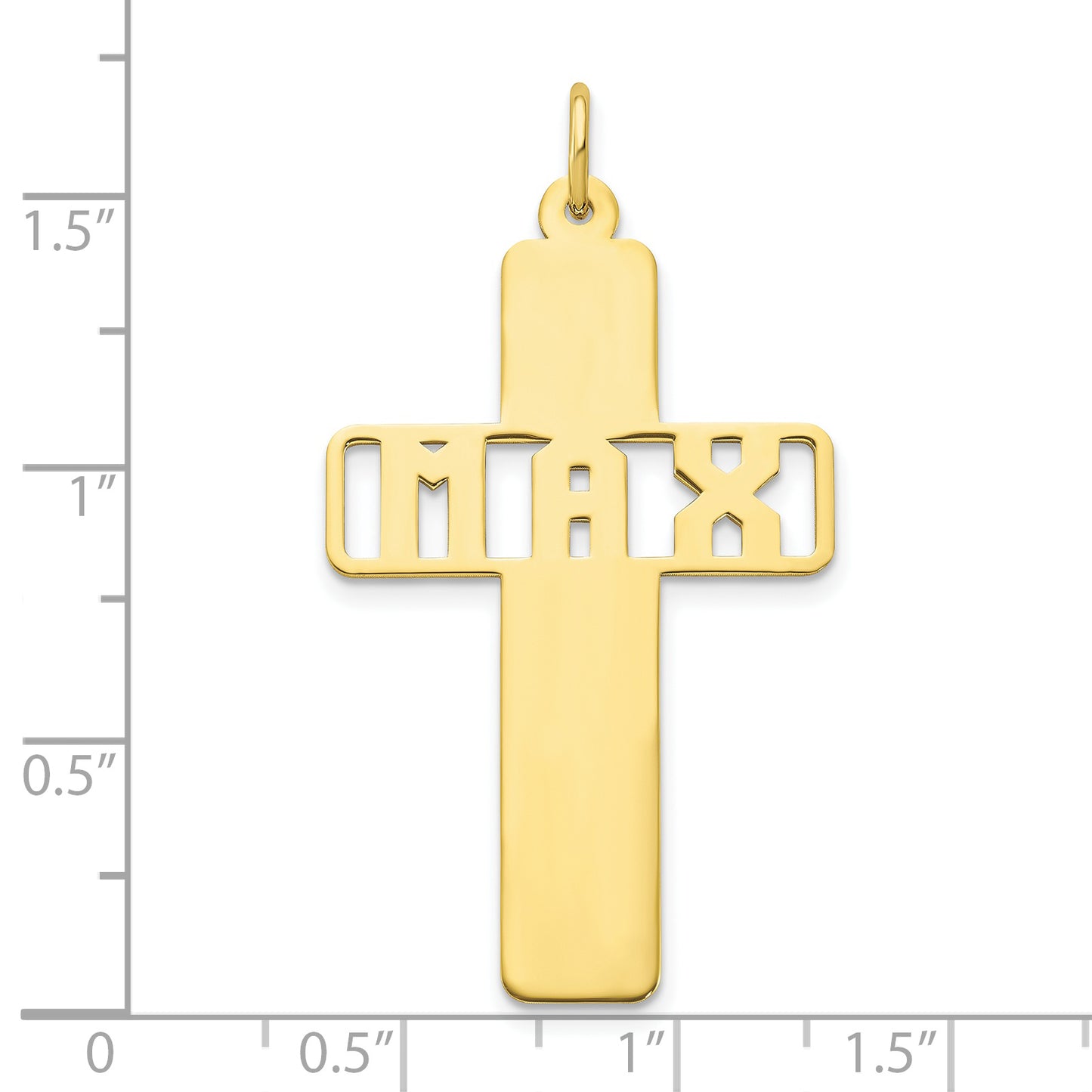 10K Yellow Gold Polished Cross Cut-out Name Charm