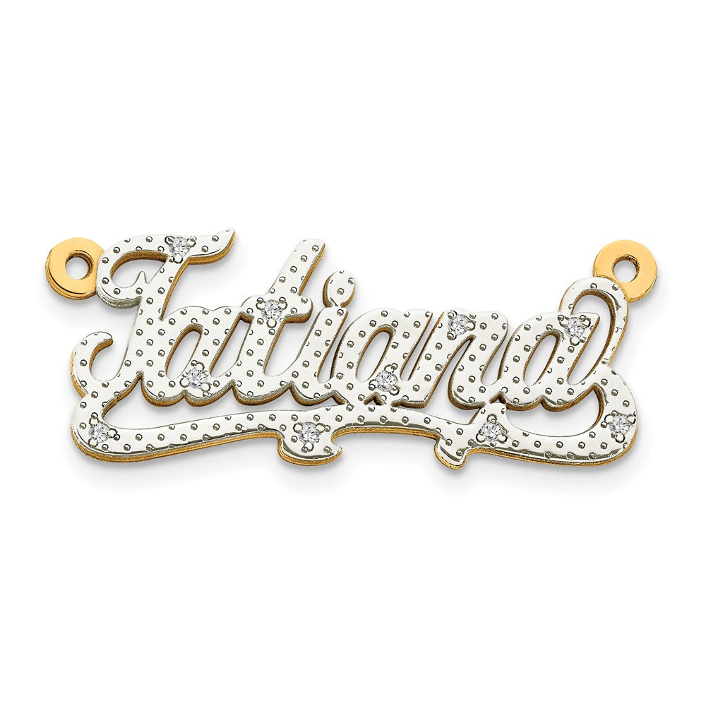 10K White Gold 3D Diamond Name Plate