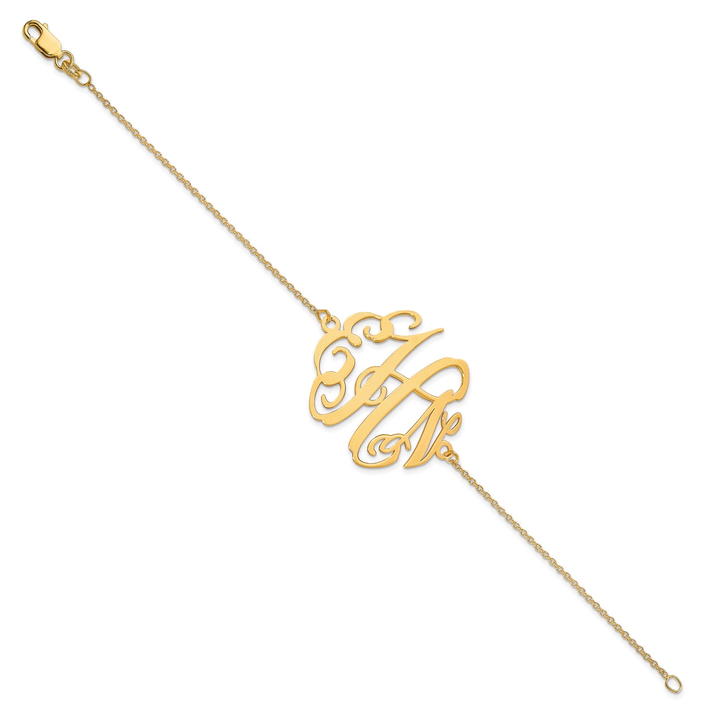10K Yellow Gold Polished Monogram Chain Bracelet