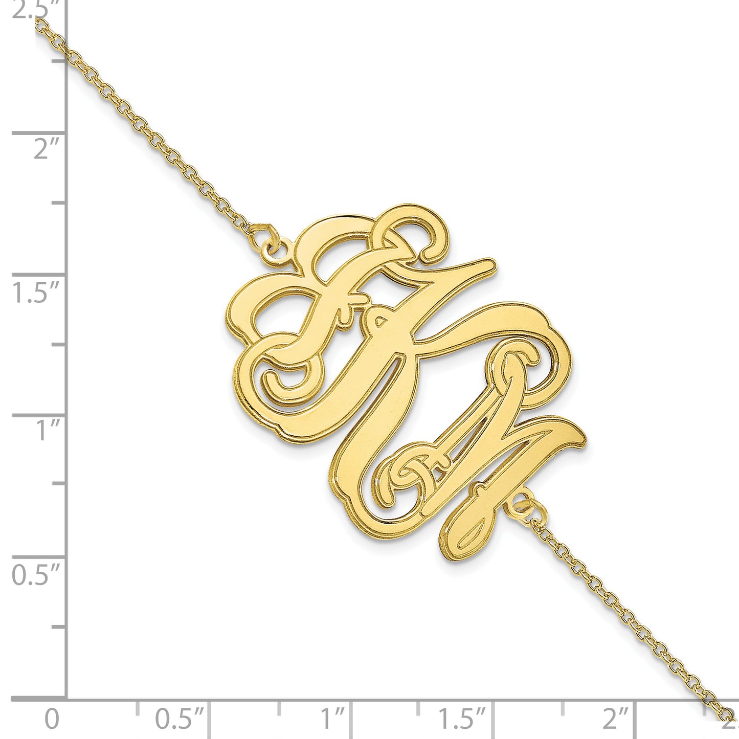 10K Yellow Gold Etched Outline Monogram Bracelet
