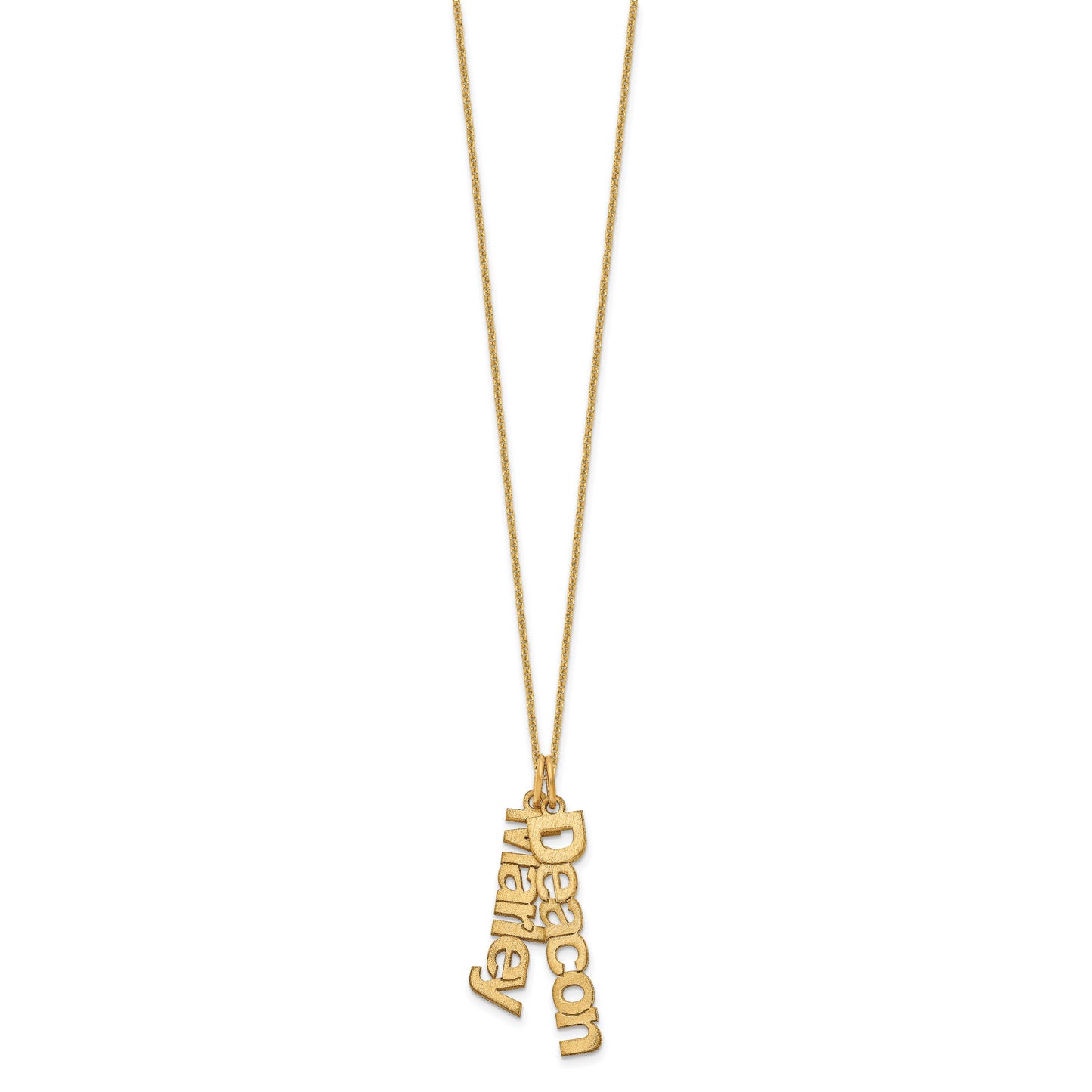 10K Yellow Gold Brushed 2 Name Charm Necklace