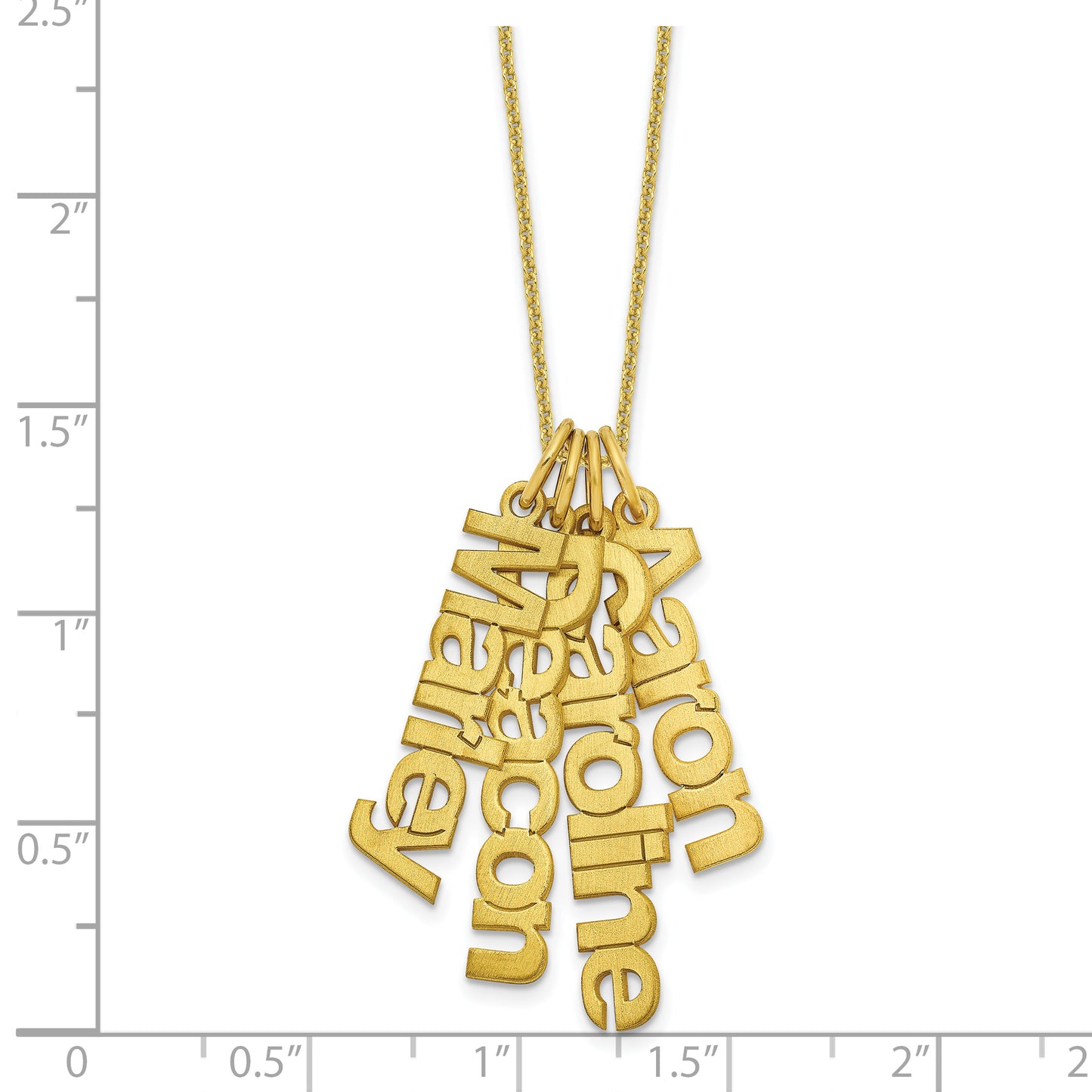 10K Yellow Gold Brushed 4 Name Charm Necklace
