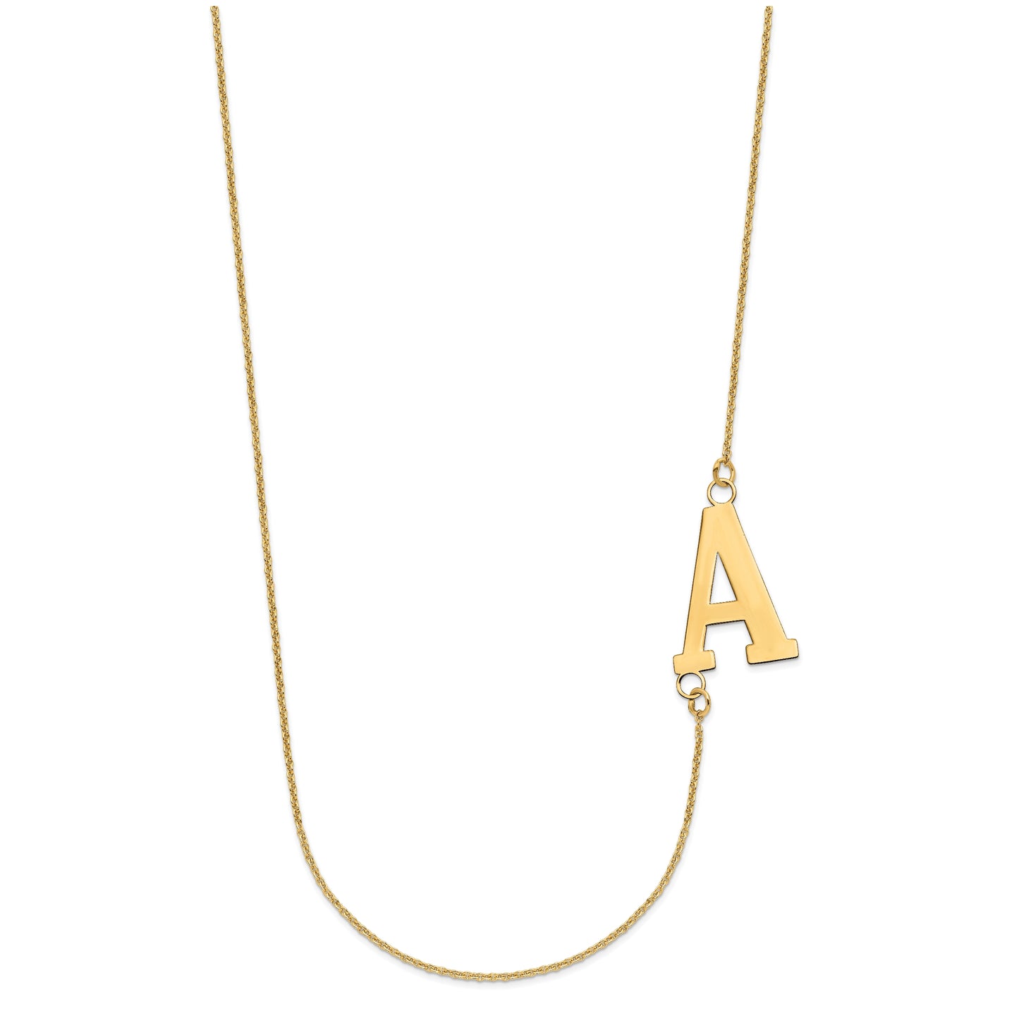 10K Yellow Gold Large Offset Initial Necklace