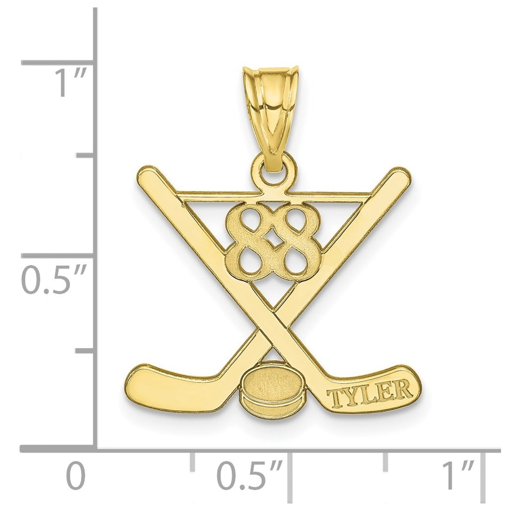 10k Yellow Gold Personalized Hockey Pendant
