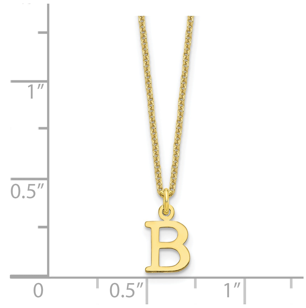 10K Yellow Gold Cutout Letter B Initial Necklace
