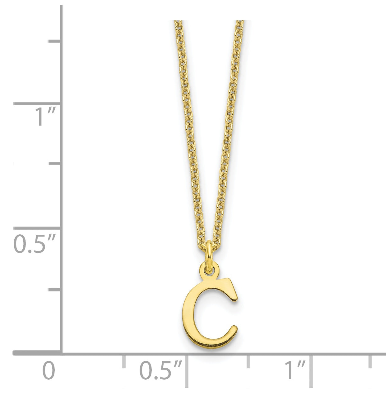 10K Yellow Gold Cutout Letter C Initial Necklace