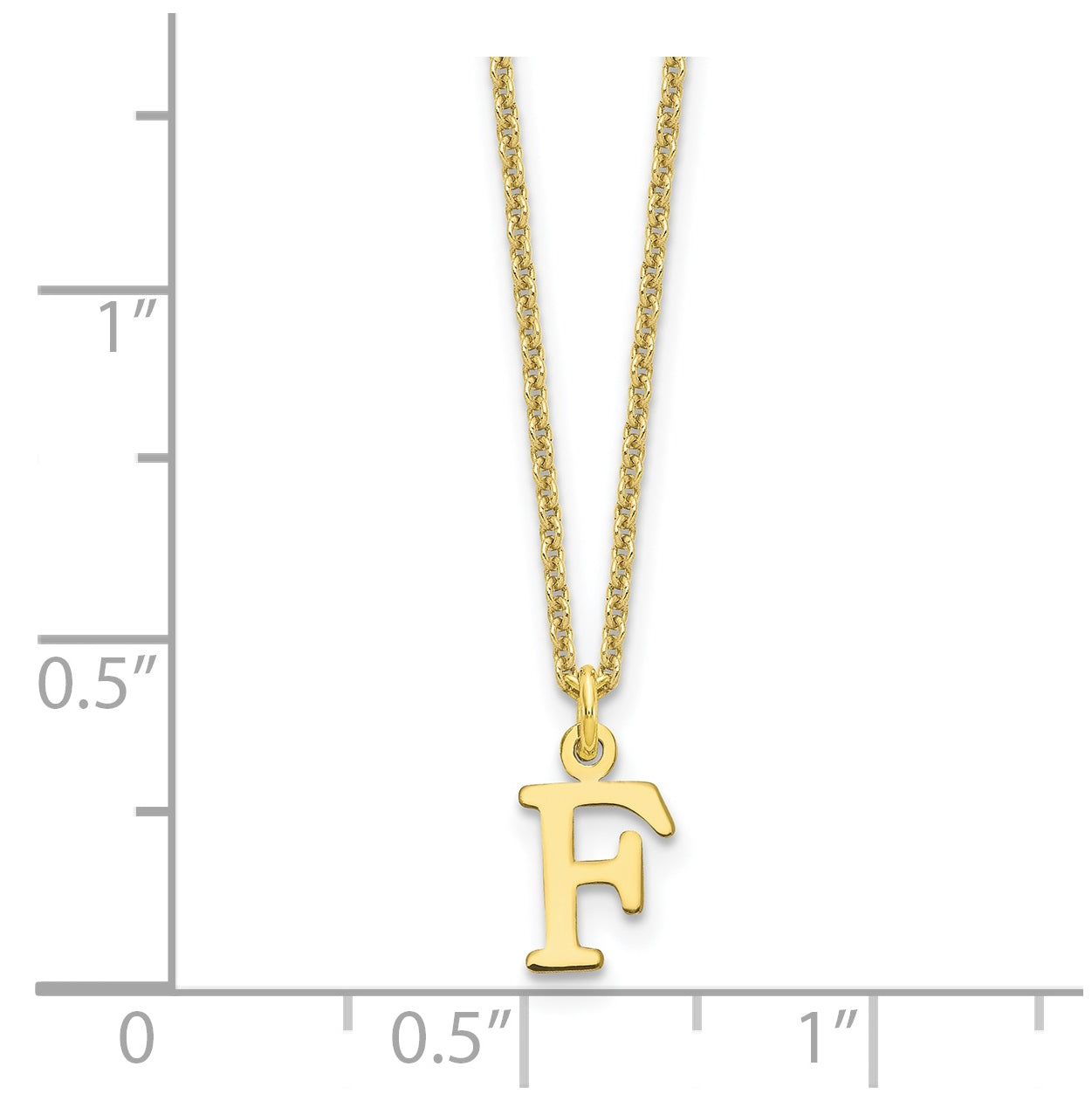 10K Yellow Gold Cutout Letter F Initial Necklace