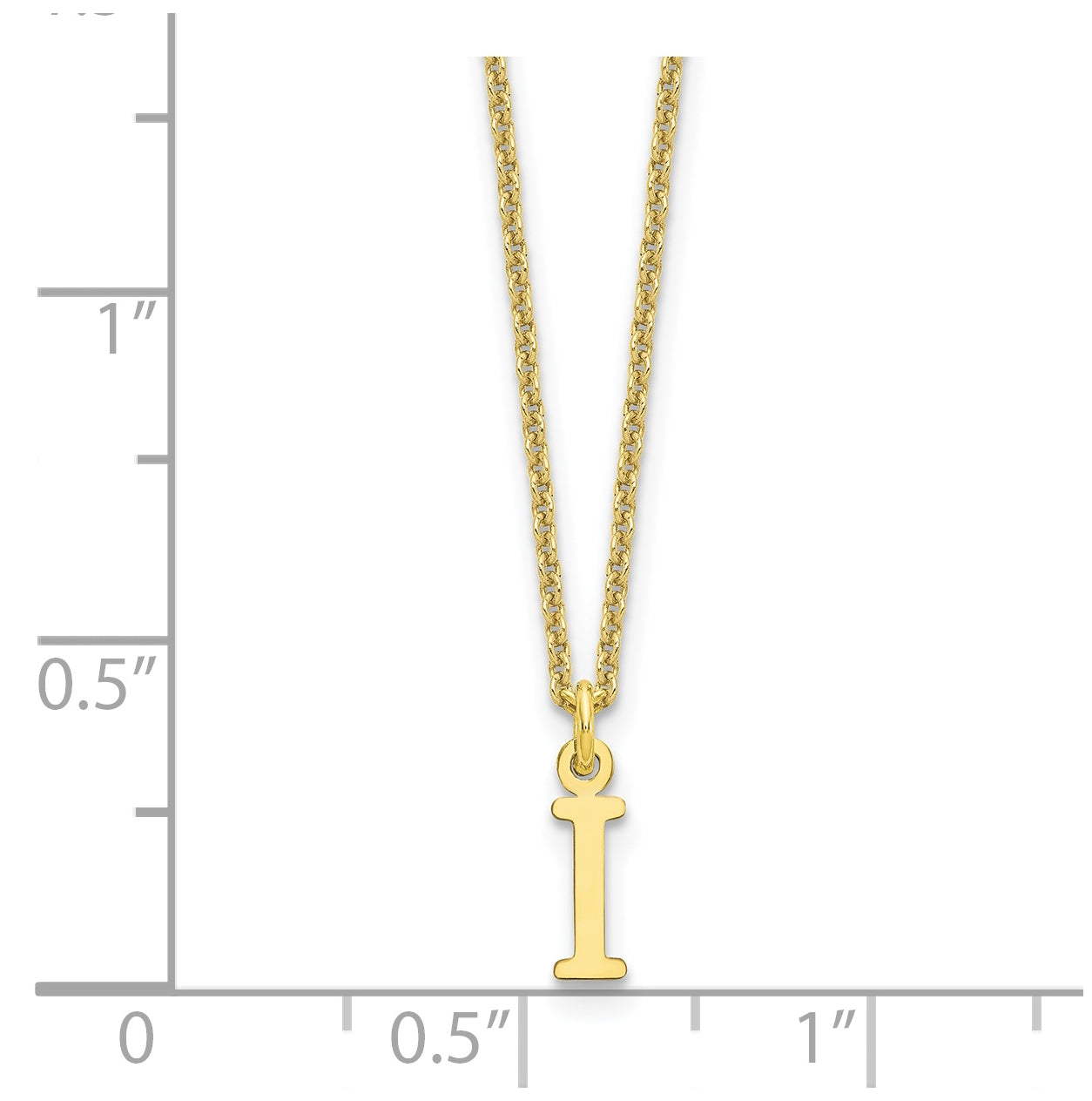 10K Yellow Gold Cutout Letter I Initial Necklace
