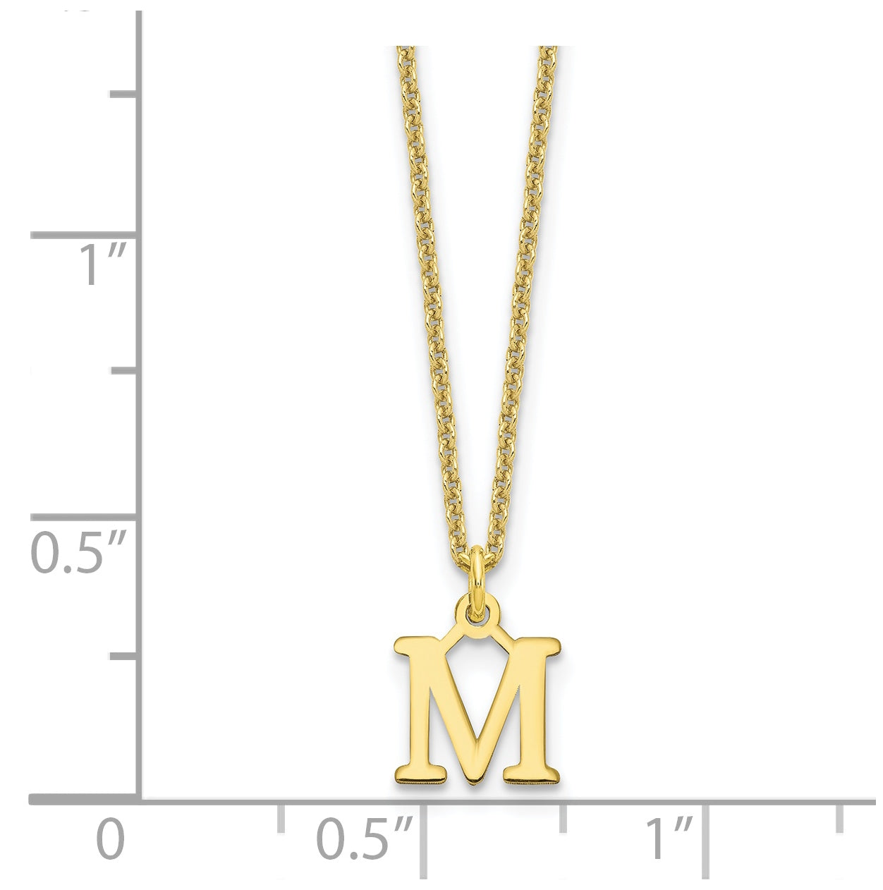 10K Yellow Gold Cutout Letter M Initial Necklace