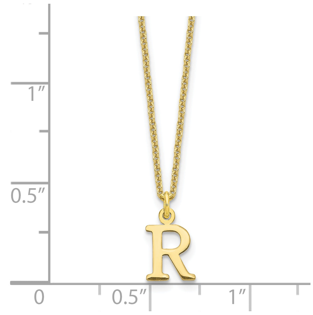 10K Yellow Gold Cutout Letter R Initial Necklace