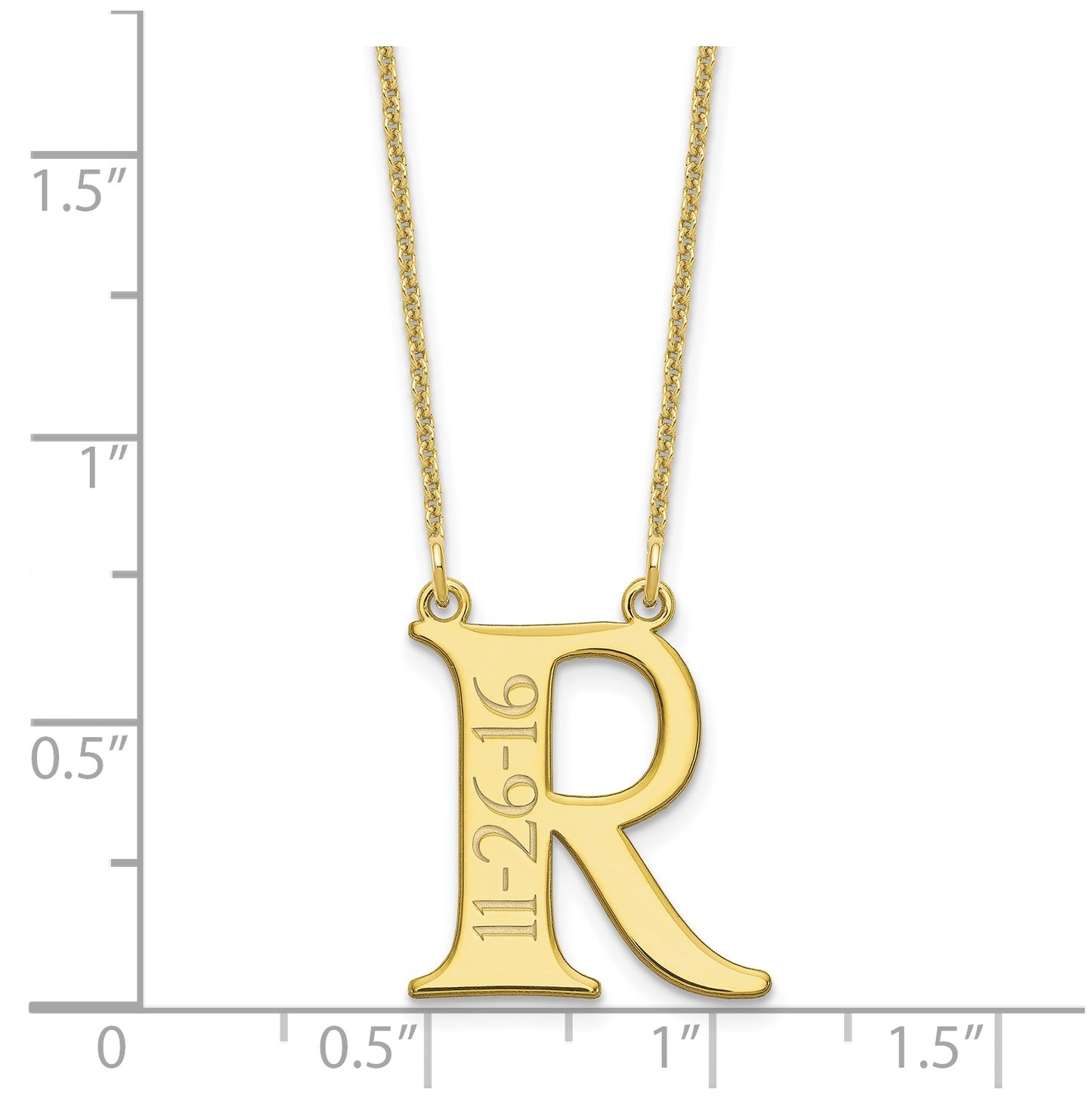 10K Yellow Gold Initial with Date Necklace