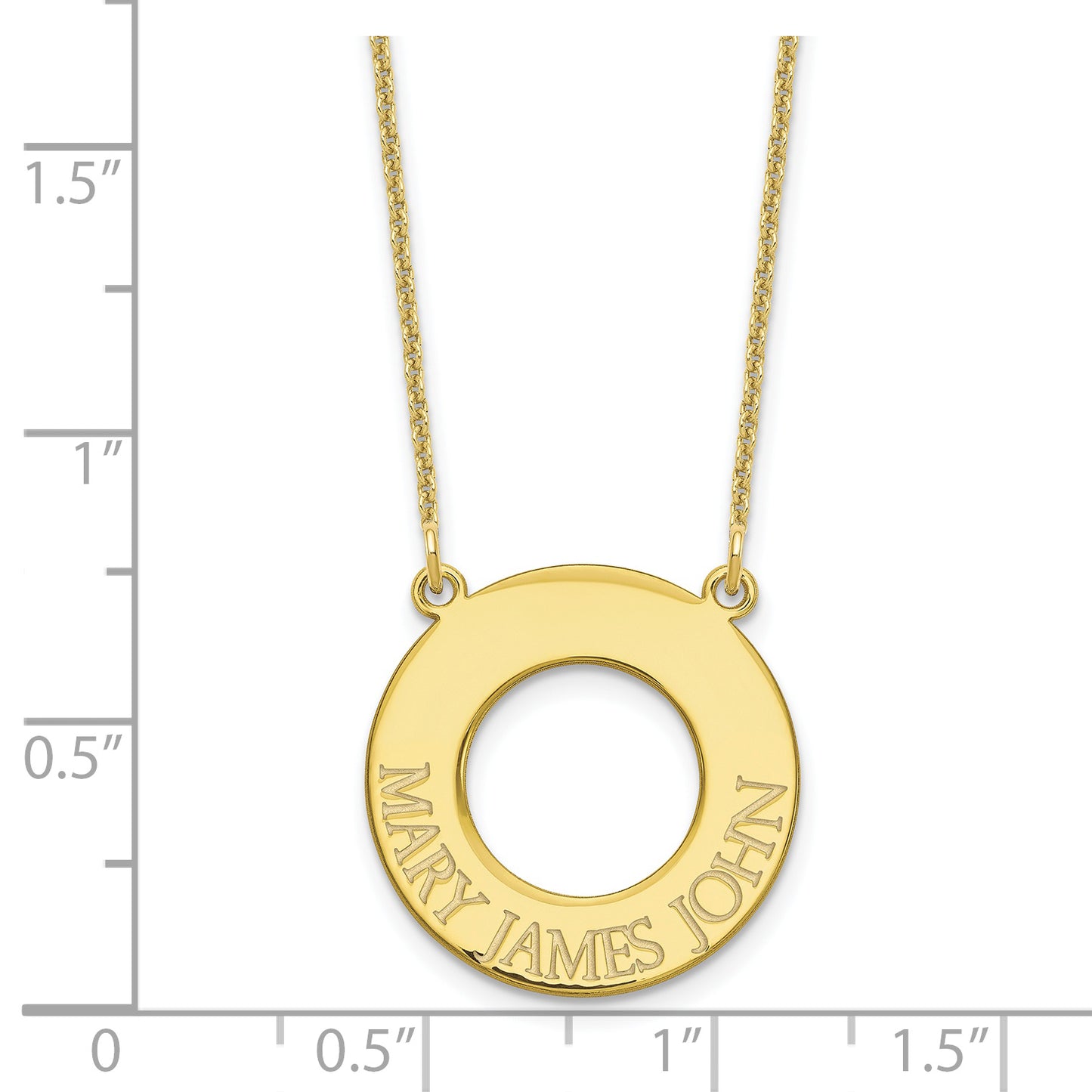 10K Yellow Gold Open Circle with 3 Names Necklace