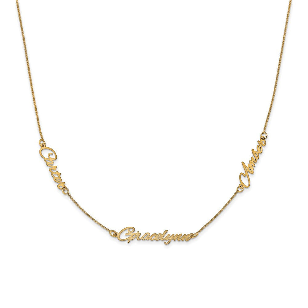 10K Yellow Gold Brushed 3 Name Necklace